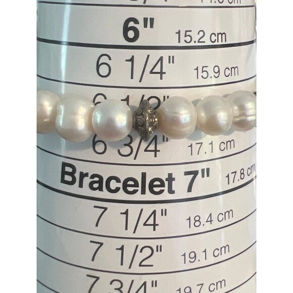 Vintage Freshwater Pearl Silver Tone Stretch Bracelet Stack Layer Estate 6.5" - Picture 4 of 4